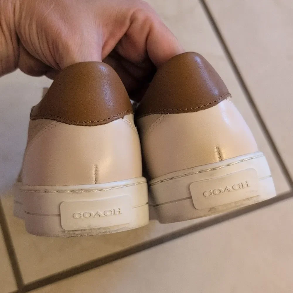 Coach Paddy Suede Leather Sneaker White And Tan Size 8